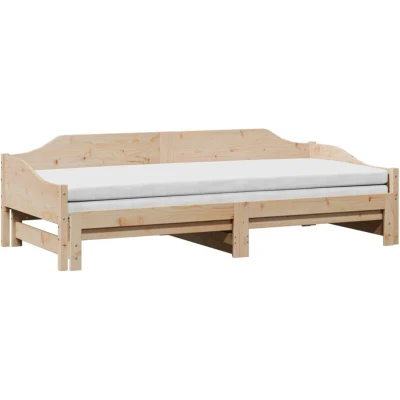 Image of vidaXL Solid Pinewood Day Bed &amp; Trundle Versatile Furniture for Lounge and Bedroom Durable, Easy to Use Design Brown Wooden Sofa