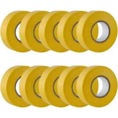 Image of GTSE Yellow Electrical Tape, 19mm x 20m, 10 Rolls of Strong Self Adhesive PVC Insulation Tape for Insulating, Repairing and Protecting Wires