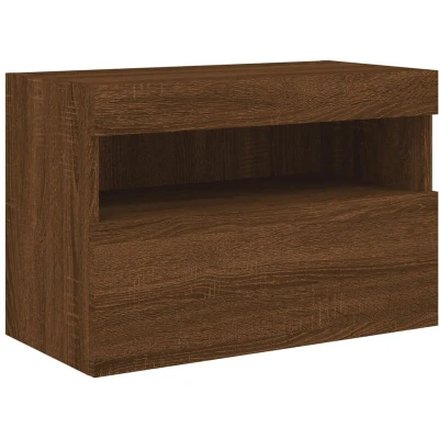 Image of vidaXL TV Wall Cabinet with LED Lights Brown Oak 60x30x40 cm
