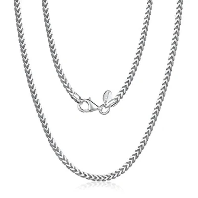 Image of Amberta 925 Sterling Silver Necklace for Men Franco Chain 2.5 mm: Mens 24 inch/ 60 cm
