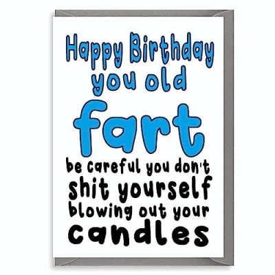 Image of Funny Birthday Cards for Dad You Old Fart Rude Happy Card from Son Daughter, Joke Humour Banter Greeting Gift Daddy Papa Father C36
