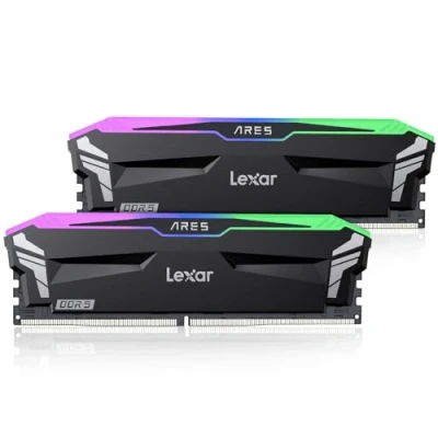 Image of Lexar ARES RGB DDR5 RAM 32GB Kit (16GB x 2) 6400 MHz, DRAM 288 Pin UDIMM Desktop Memory, Gaming Computer Memory for XMP 3.0, AMD EXPO, CL32 38 76, 1.4V (LD5EU016G R6400GDLA)