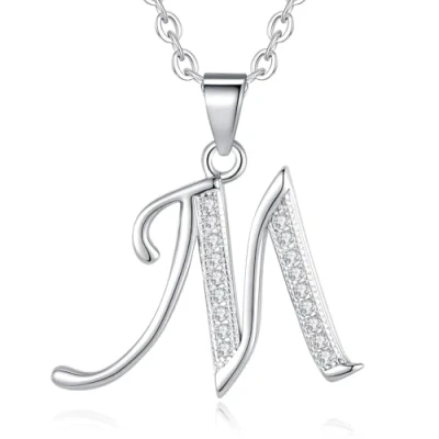 Image of VIKI LYNN Initial Pendant 925 Sterling Silver Letter Necklace with Cubic Zirconia Personalised Gifts for Women Ladies Girls