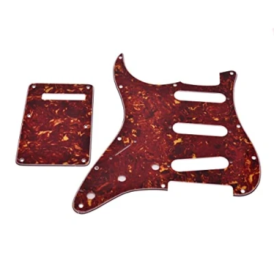 Image of KAISH Lefty ST/Strat Style SSS Pickguard Left Handed Tremolo Trem Cover Back Plate for USA/Mexico Stratocaster/Strat Vintage Tortoise