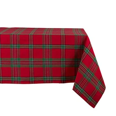 Image of DII Kitchen Décor, Cotton, Red &amp; Green, Holiday Tablecloth, 60x84