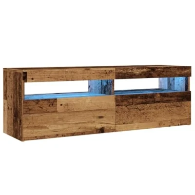 Image of vidaXL TV Cabinet/Media Console Engineered Wood, RGB LED Lights, Storage Space, Brown, 120x35x40 cm