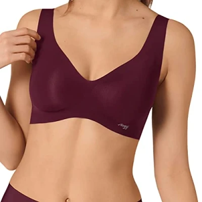 Image of Sloggi Women&#039;s Zero Feel Bralette Ex Bustier, Claret, XS UK