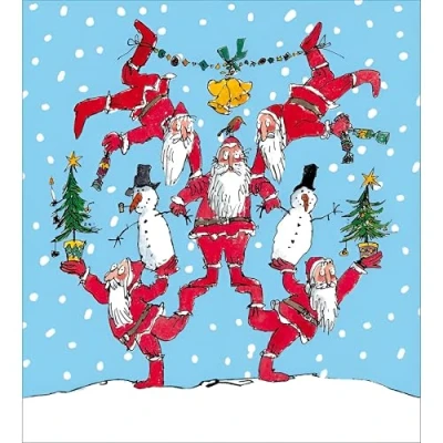 Image of Charity Christmas Cards Pack of 5 Age UK, Marie Curie, BHF, Mind Quentin Blake Illustrative Santa Design Made in the UK Eco Friendly