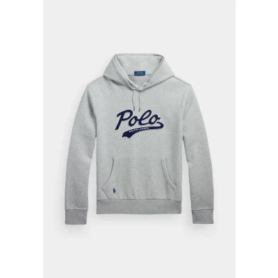 Image of Polo Ralph Lauren LOGO Doubleknit Hoodie Sweatshirt, Men&#039;s, Size: Small, Andover heather