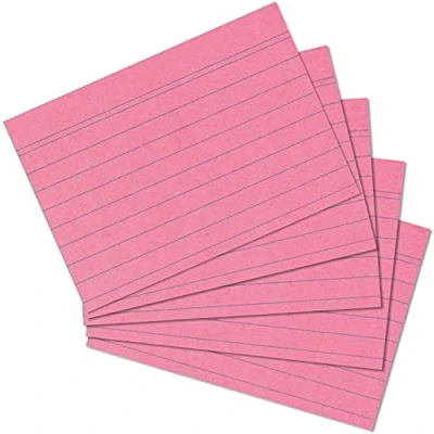 Image of Exacompta Ref 10830SE Bristol Lined Record Cards (Pack of 100) A7 in Size, 205gsm Card, Compatible with Printers Suitable for Exam Revision &amp; Notes Pink