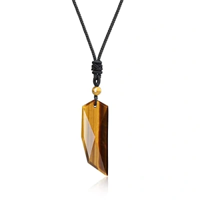 Image of COAI Wolf Tooth Amulet Tiger Eye Stone Necklace for Men