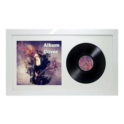 Image of 12&quot; / 10&quot; 7&quot; Double Vinyl LP Record and Album Cover Frame Memorabilia Wall Display (White Gloss, 10&quot;)