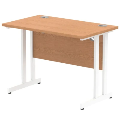 Image of Impulse 1000/600 Rectangle White Cantilever Leg Desk Oak MI002652