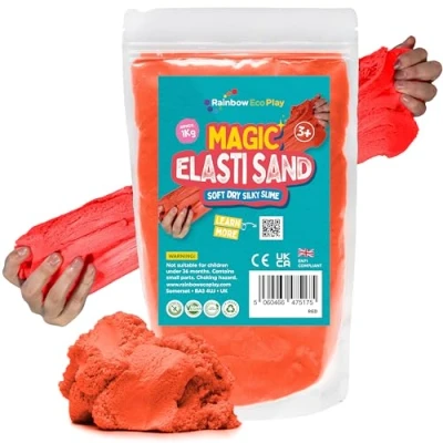 Image of Rainbow Eco Play Magic Elasti Sand Red 1kg Kids Coloured Non Toxic Colour Sensory Toys for Autism ASMR