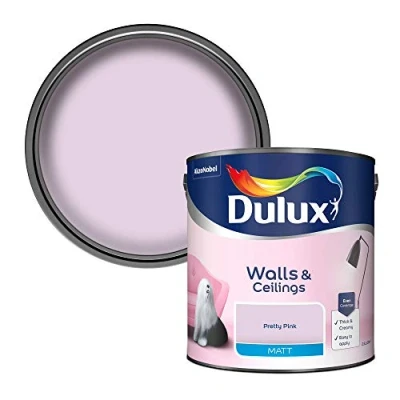 Image of Dulux 500006 Matt Emulsion Paint For Walls And Ceilings Pretty Pink 2.5L