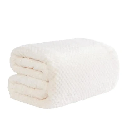 Image of Dreamscene Luxury Waffle Honeycomb Mink Soft Warm Throw Over Sofa Bed Blanket 125 x 150cm Cream