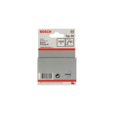 Image of Bosch 2609200243 Fine Wire Staple, Silver, 14 x 10.6 mm, Set of 1000 Piece