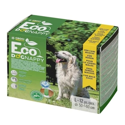 Image of Croci Eco Dog Nappy Biodegradable Male Diapers Underpants for Pee Hygiene Band Dogs, Anti odour, Disposable, 12 Pieces, Size L, 50 60 CM