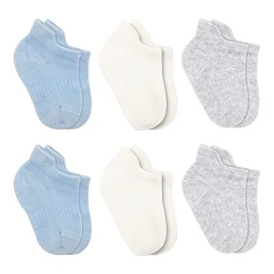 Image of bistyle Baby Grip Ankle Socks 6 Pairs Newborn Infant Toddlers Seamless Cotton Kids Boys Girls (UK, Age, 12 Months, 24 Blue)