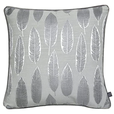 Image of Prestigious Textiles Quill Jacquard Piped Feather Filled Cushion Silver Polycotton One Size