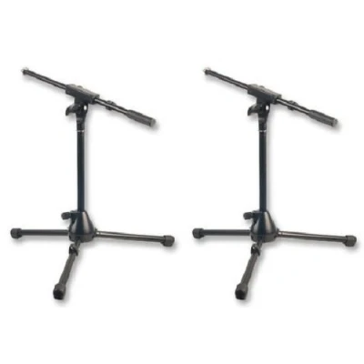 Image of 2 x Microphone Boom stand Short Kick Bass Snare mic heavy duty metal