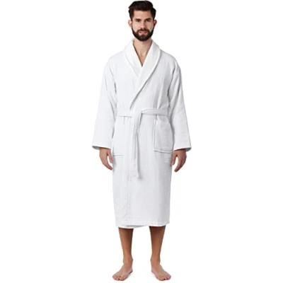 Image of Ladeheid Men&#039;s 100% Cotton Terry Bathrobe LA40 226 (White (P01), S)
