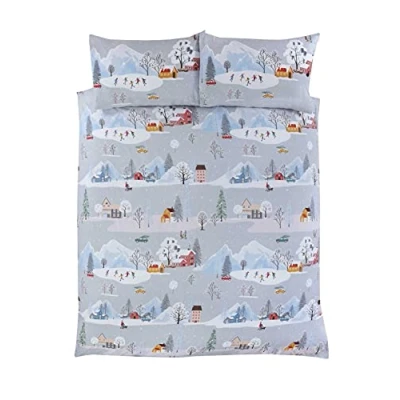 Image of Rapport Home Winter Town Christmas Duvet Cover Set Festive Single Bedding