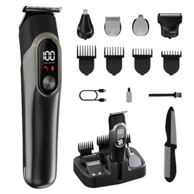 Image of Beard Trimmer Men Rechargeable All in One Style Kit, Shaving Kit with 16 1 for Beard, Nose &amp; Ear, Body, Manscaping, Hair Clippers More, Holiday Gifts