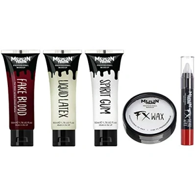Image of Pro FX Halloween Professional Special Effects Make up Kit 2 by Moon Terror Fake Blood, Liquid Latex, Modelling Wax, Spirit Gum, SFX