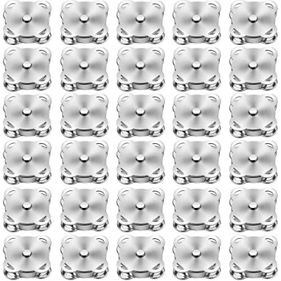 Image of Aeuln 30 Pack Silver Metal Magnetic Button, Plum Shape, Ideal for Clothing, Bags, DIY Crafts (19mm)