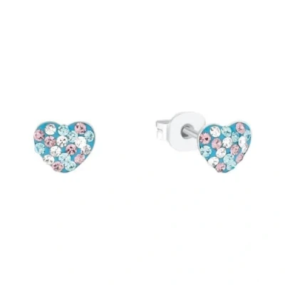 Image of Prinzessin Lillifee 925 sterling silver girls&#039; children earrings, with preciosa, 0.6 cm, silver, heart, comes in jewelry gift box, 2036427