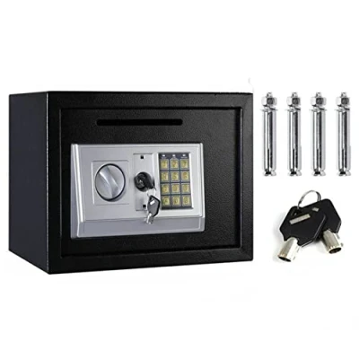 Image of Hotel Safe Cash Passport Safety Box Cabinet Safes Fireproof for Anti theft Wall Mounted Solid Steel Electronic Password Box(16L, Black)
