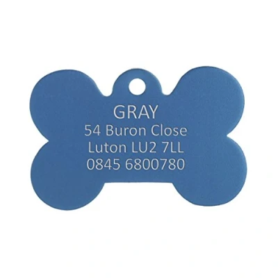 Image of Bow Wow Meow BWM Aluminium Personalized Pet ID Tags Dog Tag for Pets Laser Engraved &amp; Personalised Dogs Cats Durable, Strong Deeply Blue Bone, Small