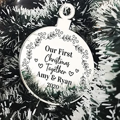 Image of Our First Christmas Together Engraved Bauble Personalised Tree Decoration Keepsake