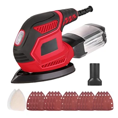 Image of Detail Sander, 200W 1.6A 14000 RPM Compact Sander Efficient Dust Collection System with 3pcs Polishing Pads &amp; 20pcs Sandpapers for Tight Spaces Sanding/Polishing in Home Decoration DIY