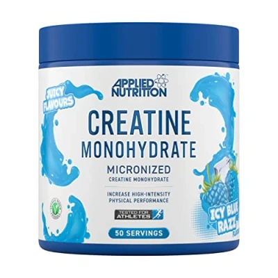 Image of Applied Nutrition Creatine Flavoured Monohydrate Micronized Powder with Flavour, Increases High Intensity Physical Performance (250g 50 Servings) (ICY Blue Razz)
