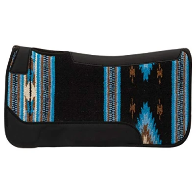 Image of Weaver Leather 35 1676 S8 Pony Contoured Single Weave Wool Blend Felt Saddle Pad, Black/Blue