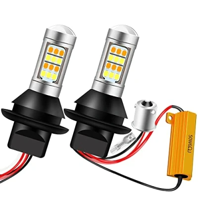Image of KaiDengZhe 2Pcs 1156 BAU15S PY21W LED Bulbs White/Amber Daul Color Switchback Turn Signal Light Daytime Running Lights DRL Canbus Error Free 2835 42 SMD 12V with 50W 6ohm Load Resistors