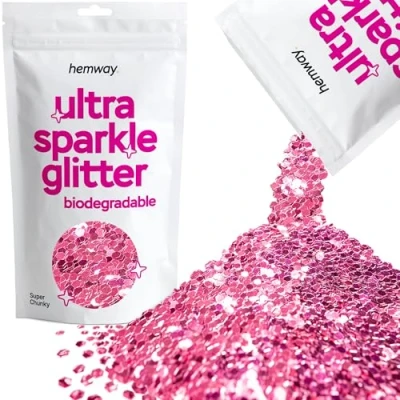 Image of Biodegradable Glitter Rose Pink Ultra Sparkle Eco Friendly Plant Based Bio Super Chunky for Face Body Hair Craft Resin Festival Makeup Eyeshadow 100g / 3.5oz