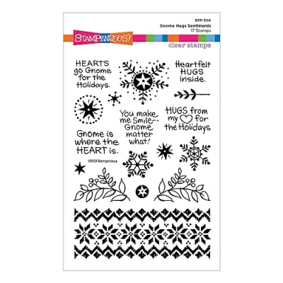 Image of Gnome Hugs Sentiments Clear Stamp Set from The Holiday Collection by Stampendous