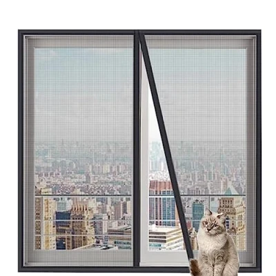 Image of Protective Window Mesh with Zipper for Cat, Custom Size Cats Safety Net Protection, Fly Screen Self Adhesive Netting Anti Mosquito Insect,Custom Size,Custom Position
