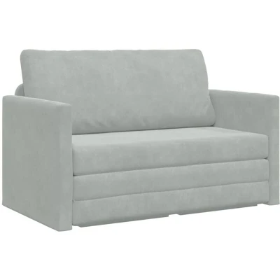 Image of vidaXL Floor Sofa Bed 2 in 1 Light Grey 124x204x61 cm Velvet
