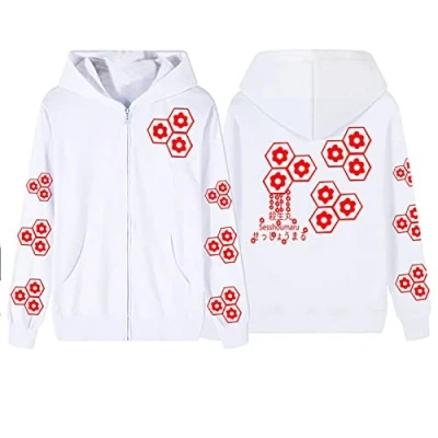 Image of flowereyes Anime Inuyasha Zipper Hoodie Sweatshirt Sesshoumaru Cosplay Cardigan Casual Zip Up Jacket for Men Women