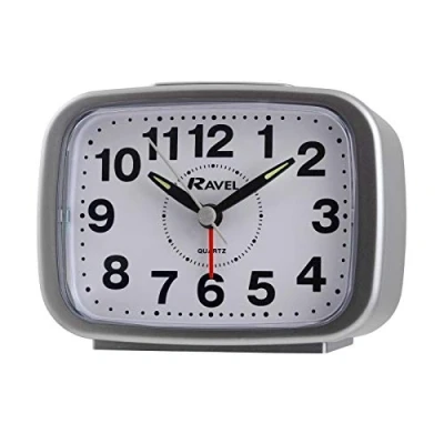 Image of Ravel Kingston Bold Bell Quartz Alarm Clock Silver