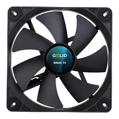 Image of Gelid Solutions Muffler 14 Black 140mm fan Quiet operation Optimized blades High airflow 3 pin connector RPM 1000 140x140x25mm