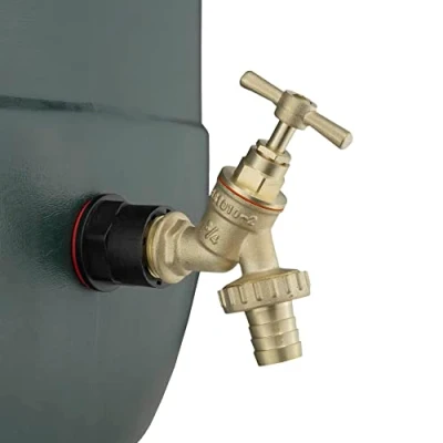 Image of 3/4&quot; bsp Water Butt Connector +Solid Brass bib tap+Barb+Free Thread Seal Tape