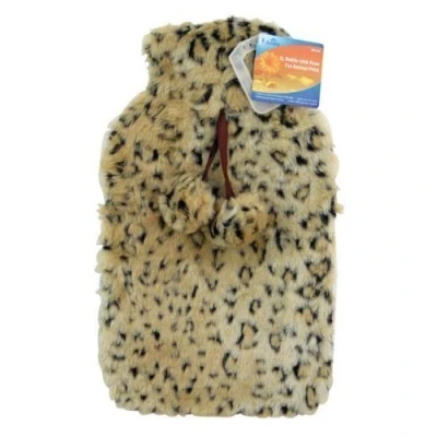 Image of 1.8L Hot Water Bottle &amp; Faux Fur Animal Print Cover By Ashley