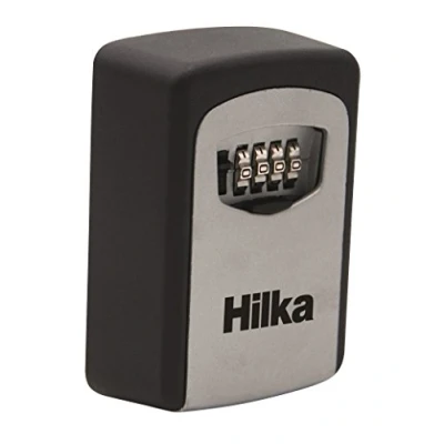 Image of Hilka 70104050 Wall Mounted Key Storage Box, Black/Silver, 15x7x21.5cm