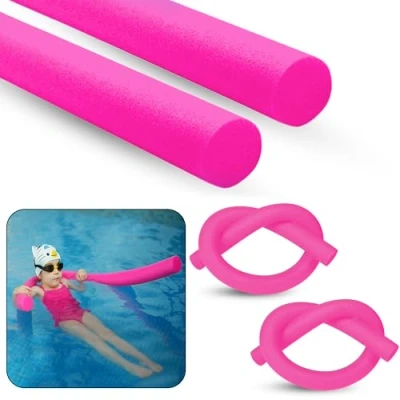 Image of ASAB Swimming Pool Noodle Swim Aid, Aqua Aerobics, Exercise Float Aid Vertical Flexible, Soft &amp; Durable Foam Sticks Support For Kids and Adults Training (PINK 2 PACK)