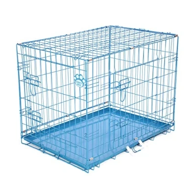 Image of Cozy Pet Dog Cage 30&quot; Blue Metal Tray Folding Puppy Crate Cat Carrier DC30BL (We do not ship to Channel Islands or IOW.)